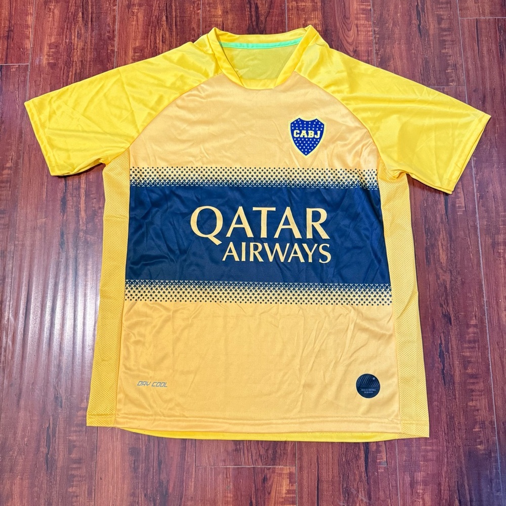 Qatar Airways Boca JR Football Jersey Yellow Mens Sz M Preowned Read Info Below!